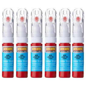 Hycote Colour Touch Up Brush Paint  Audi Laser Red 12.5ml Perfect Finish x6