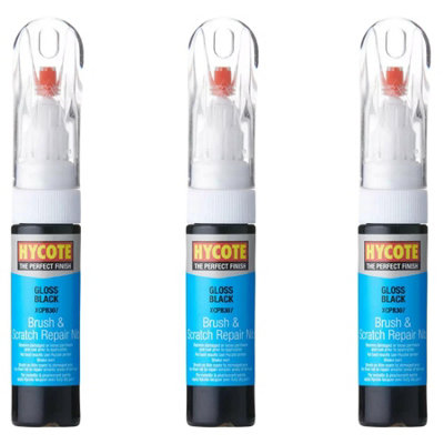 Hycote Colour Touch Up Brush Paint XCPB307 Gloss Black 12.5mL Perfect Finish x3