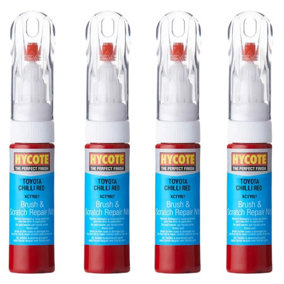 Hycote Colour Touch Up Brush Paint XCTY027 Toyota Chilli Red 12.5mL Repair x4