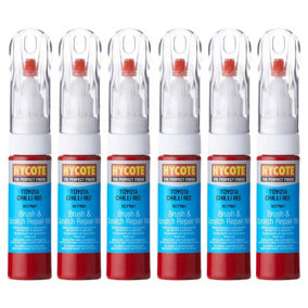 Hycote Colour Touch Up Brush Paint XCTY027 Toyota Chilli Red 12.5mL Repair x6