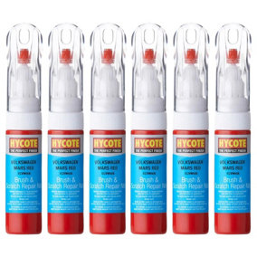 Hycote Colour Touch Up Brush Paint XCVW606 Volkswagen Mars Red 12.5ml x6