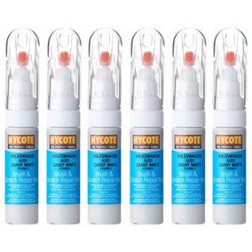 Hycote Colour Touch Up Brush Paint XCVW611 Volkswagen Candy White 12.5ml x6