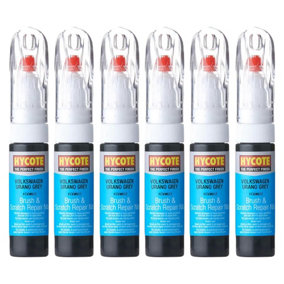 Hycote Colour Touch Up Brush Paint XCVW612 Volkswagen Urano Grey 12.5ml x6