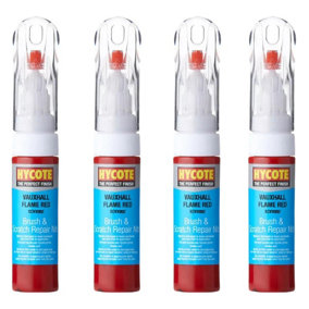 Hycote Colour Touch Up Brush Paint XCVX092 Vauxhall Flame Red 12.5mL Repair x4