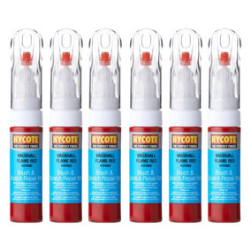 Hycote Colour Touch Up Brush Paint XCVX092 Vauxhall Flame Red 12.5mL Repair x6