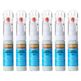 Hycote Colour Touch Up Brush Paint XCVX711 Vauxhall Summit White 12.5ml x6