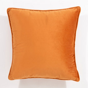 Hyde Square Piped Edge Velvet 45x45cm Burnt Orange Colour Cushion
