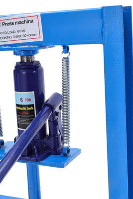BOSTANA 6-Ton Hydraulic Shop Press - H-Frame, Adjustable Height 2.2 To 9.4 Inch, With Press Plates, Blue