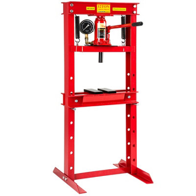 Hydraulic Press - with 12 tons of pressing force, steel - red