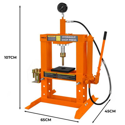 Hydraulic Shop Press 10 Ton Tonne Bench Mount Pressure Gauge Workshop Garage - 5