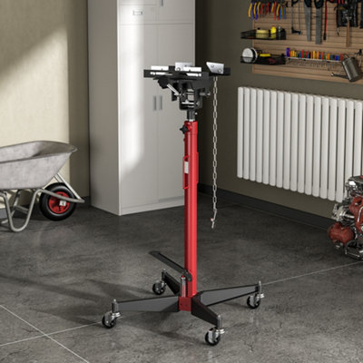 Hydraulic Telescoping Transmission Jack, 0.5T Capacity, High Lift with Foot Pedal Red