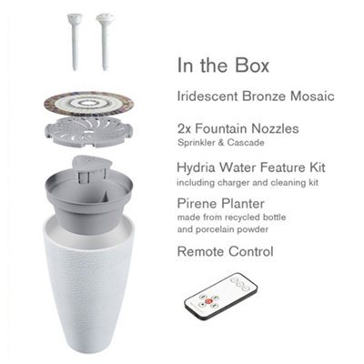 Hydria Pirene Lite Rechargeable Water Feature - White