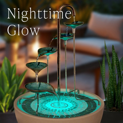 Hydria Verdigris Leaf Cascade Water Feature