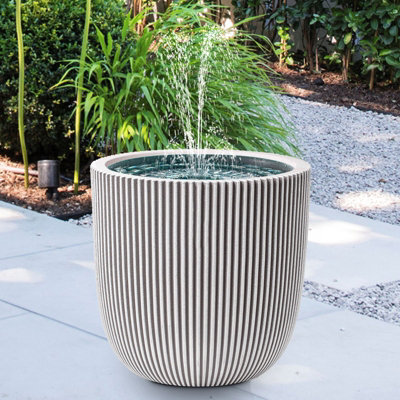 Hydria Water Feature Greek Ivory Bundle. Hydria + Capi Ball Groove Ivory Planter - Turn Any Pot Into A Water Feature In Minutes