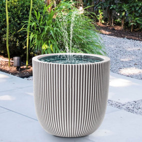 Hydria Water Feature Greek Ivory Bundle. Hydria + Capi Ball Groove White Planter - Turn Any Pot Into A Water Feature In Minutes