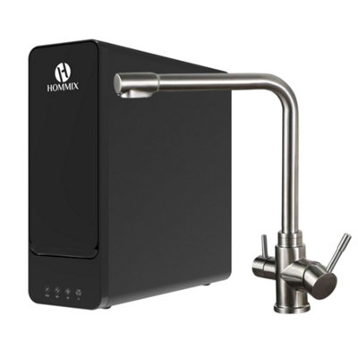Hydro-800GPD Under Sink Tankless RO System With Hommix Sasani 304 Stainless Steel 3-Way Tap