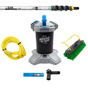 Hydro Cleaning Rinse n Go Kit - 4.5m Pole WaterFed Brush, 20M Hose Pipe - Cars, Bikes, Vans & Ground Floor Window Cleaner by UNGER