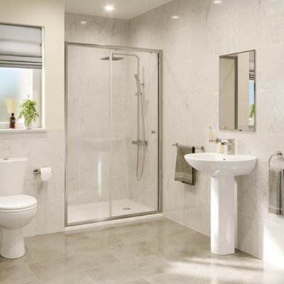 Hydrolux Sliding Shower Door 1200x1850mm Framed 4mm Safety Glass Reversible