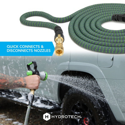 Hydrotech Premium Burst Proof Expandable Garden Hose - 15m / 50ft - Flexible Durable & Lightweight - Green - 5