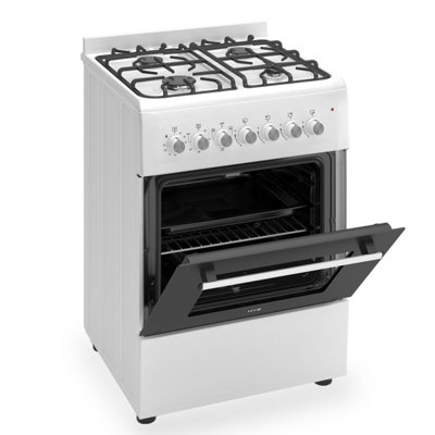 HYE 60cm Freestanding Dual Fuel Cooker, White - C01FS60G17W