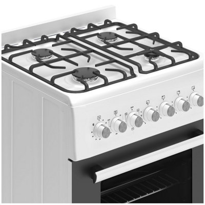 HYE 60cm Freestanding Dual Fuel Cooker, White - C01FS60G17W