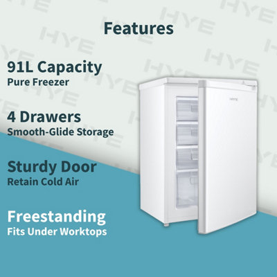 HYE 91 Litre 55cm Freezer - Under Counter - White - RF01UCFR91W01
