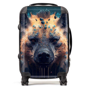 Hyena Face Splashart Dark Background Suitcase - Cabin