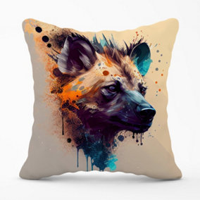 Hyena Face Splashart Light Background Outdoor Cushion 45cm x 45cm