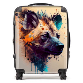 Hyena Face Splashart Light Background Suitcase - Large