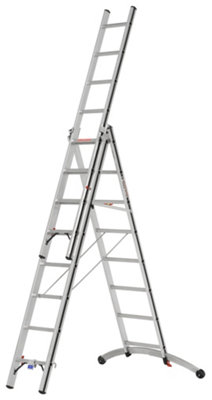 Hymer Aluminium Adjustable Base Combination Ladder - 3x8 Rung - Made In Germany