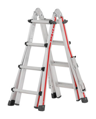 Hymer Red Line Telescopic Combination Ladder with Deployable Stabiliser Legs - 4x4 Rung (4.02m) Made in Germany