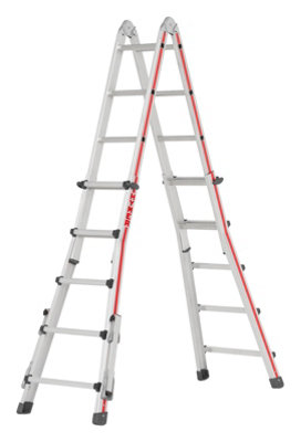 Hymer Red Line Telescopic Combination Ladder with Deployable Stabiliser Legs - 4x5 Rung (5.14m)