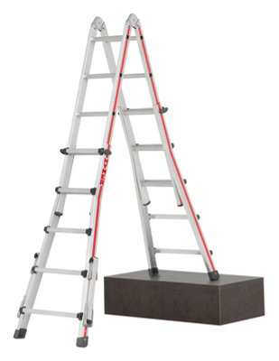 Hymer Red Line Telescopic Combination Ladder with Deployable Stabiliser Legs - 4x5 Rung (5.14m)