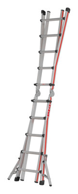 Hymer Red Line Telescopic Combination Ladder with Deployable Stabiliser Legs - 4x5 Rung (5.14m)