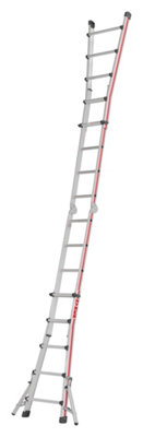 Hymer Red Line Telescopic Combination Ladder with Deployable Stabiliser Legs - 4x5 Rung (5.14m)