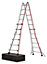 Hymer Red Line Telescopic Combination Ladder with Deployable Stabiliser Legs - 4x6 Rung (6.26m)