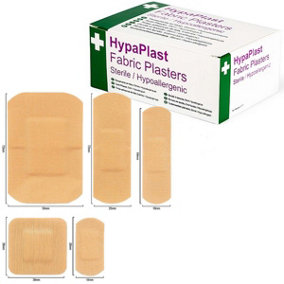 HypaPlast Breathable Fabric Plasters Assorted Box of 100 5 Sizes D8010