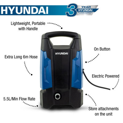 Hyundai 1700W 1740psi / 120bar Electric Pressure Washer HYW1700E