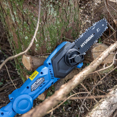 Hyundai 20V Cordless Pole Saw Chainsaw, Hedge Tree Cutter, 2Ah Battery ...