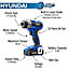 Hyundai 20V MAX 180Nm Li-Ion Cordless Impact Driver and 32-Piece Drill Bit Accessory Set HY2177