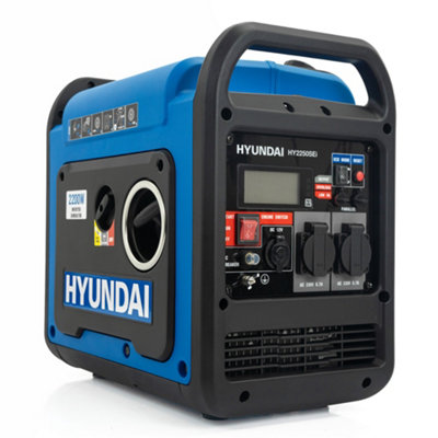 Hyundai 2200W / 2.2kW Petrol Inverter Generator Electric Start Pure Sine Wave Output Lightweight Quiet Running HY2250SEi