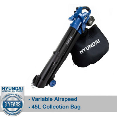 Hyundai 3-in-1 Cordless Leaf Blower Vac, 142mph Air Speed, Lightweight, 2x20v Li-Ion Batteries HY2194
