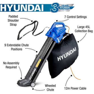 Hyundai 3-in-1 Electric Garden Vacuum, Leaf Blower and Mulcher HYBV3000E