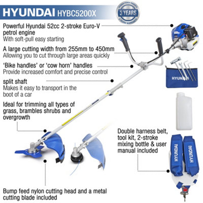 Hyundai 52cc Petrol 2 in 1 Grass Trimmer / Brushcutter HYBC5200X