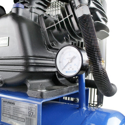 Hyundai 7hp 90L Heavy Duty Petrol Air Compressor 10.7CFM 145psi Belt ...