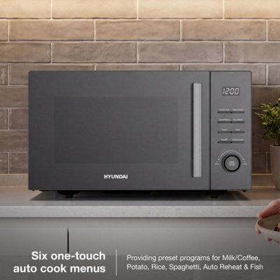 Hyundai 900W 23L Black Digital Microwave, Mirror-Effect Glass Door, Stainless Steel Interior HYMW90023DB