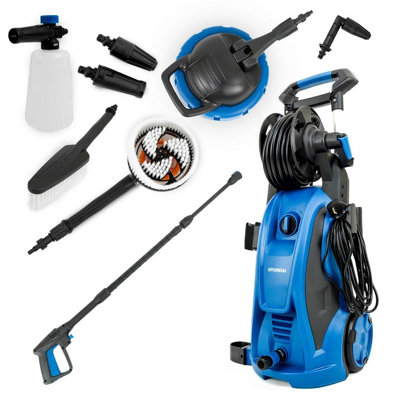 Hyundai Electric Pressure Washer 2400W High-Performance Jet Wash 8L/min, 180Bar/ 2610si with Hose & Attachments