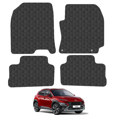 Hyundai Kona 2017-2023 Car Floor Mats Rubber Tailored Fit 4pcs Set Heavy-Duty