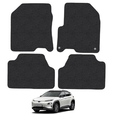 Hyundai Kona Electric 2017-2023 Car Floor Mats Carpet Tailored Fit 4pc Set Black