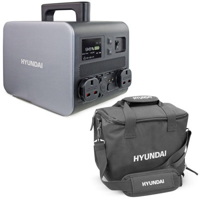 Hyundai Portable Power Station & Protective Bag & 60W Foldable Solar Charger